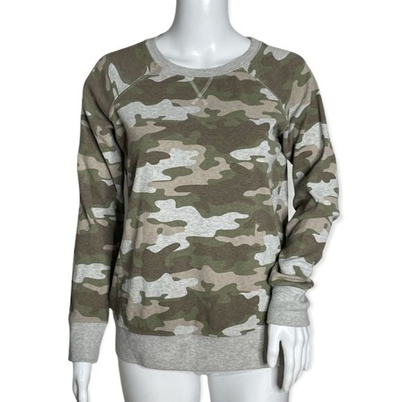 Eddie Bauer Shirt Women Small Gray Green Tan Camo Camouflage Casual Streetwear - Picture 1 of 7